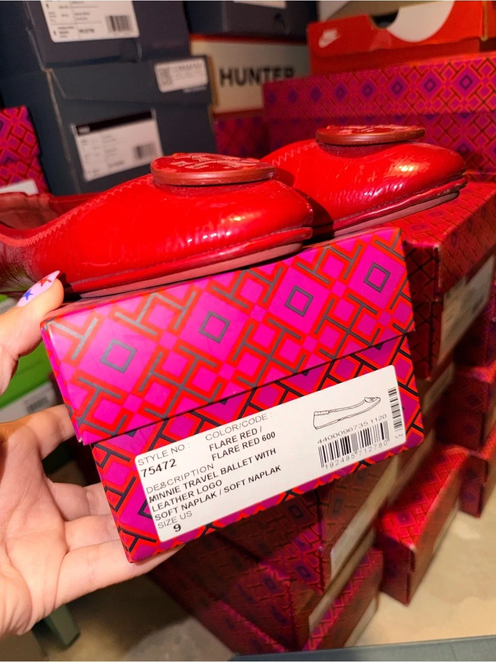 Tory Burch Red Patent Leather Logo Ballet Flat